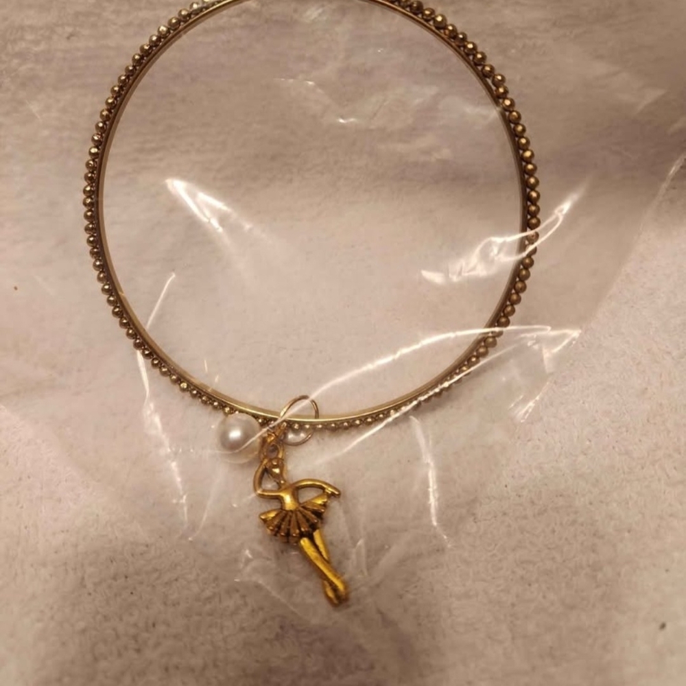 Elegant Gold Ballerina Charm Bracelet